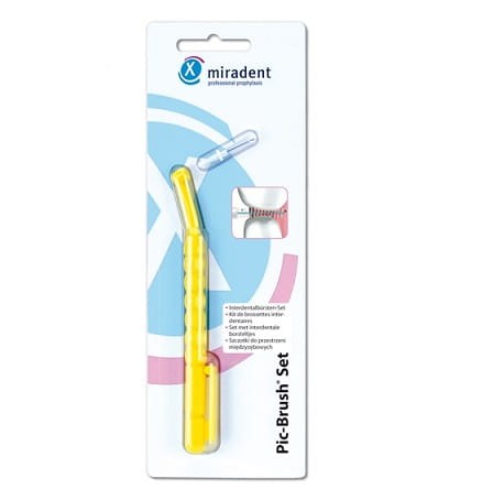 Szczotki do przestrzeni międzyzębowych (UCHWYT + 1 SZCZOTKA) - PIC BRUSH SET kolor żółty