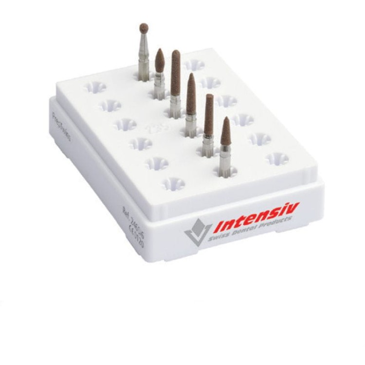 Zestaw 6 gumek diamentowych do preparacji krawędzi ubytku kolor nasyp brązowy