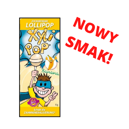 Lizak bez cukru XYLIPOP o smaku bananowym - 1 szt.