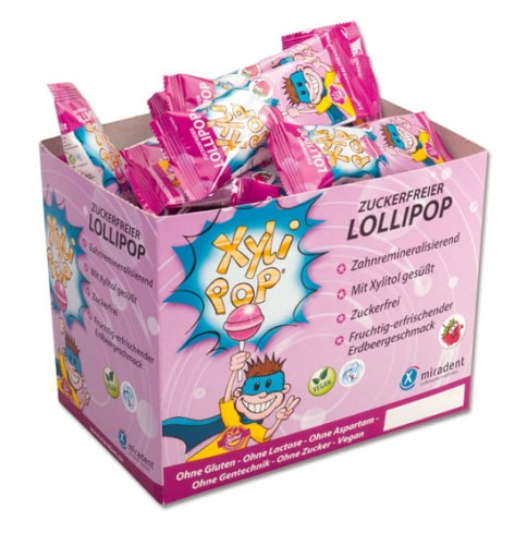 Lizak bez cukru XyliPOP o smaku truskawki – opak. 50szt.