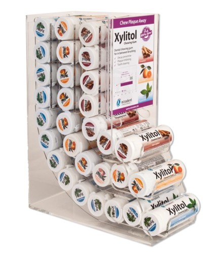 Guma do żucia z 100% ksylitolem, 30 tubek na stojaku